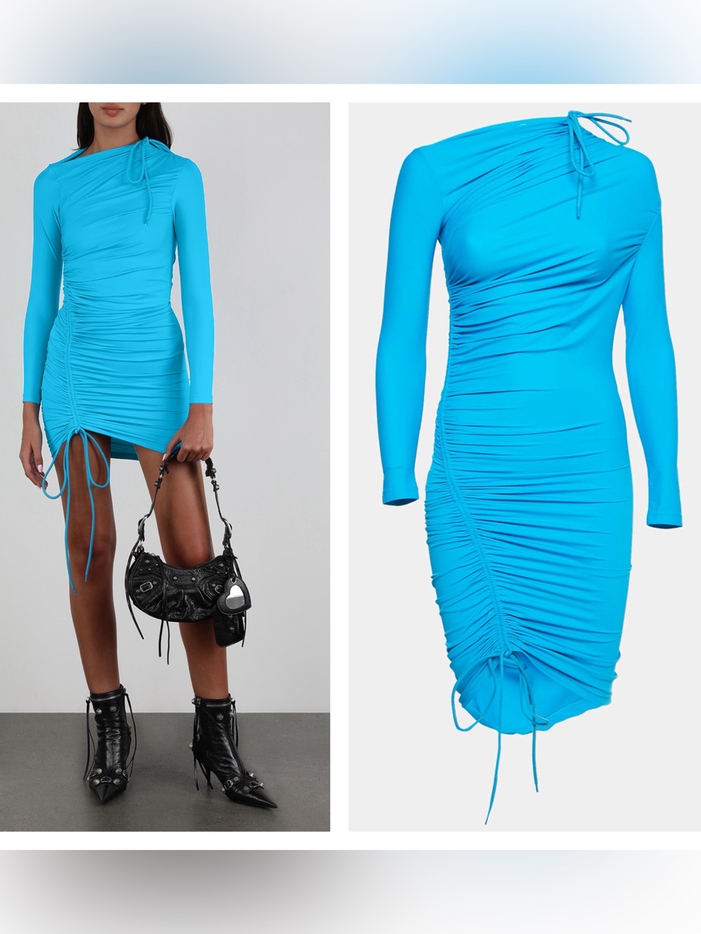 NEW Balenciaga 2022 ruched jersey asymmetrical mini dress